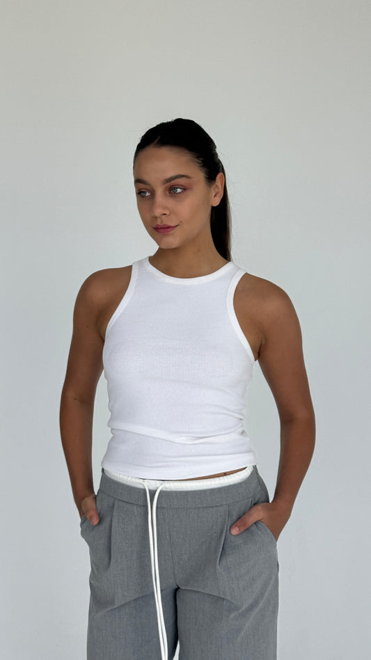 RIBBED CREWNECK TOP